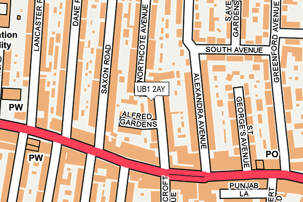 UB1 2AY map - OS OpenMap – Local (Ordnance Survey)