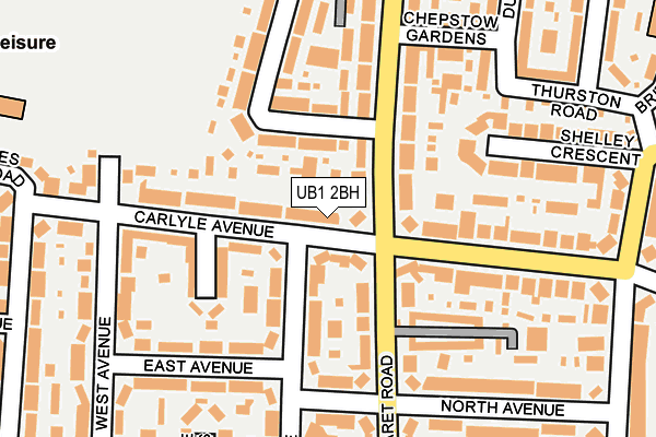 UB1 2BH map - OS OpenMap – Local (Ordnance Survey)