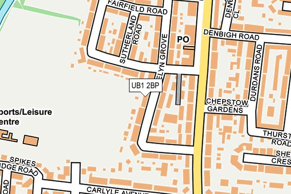 UB1 2BP map - OS OpenMap – Local (Ordnance Survey)