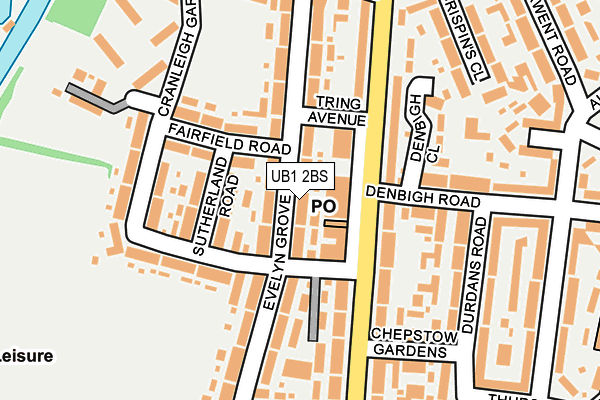 UB1 2BS map - OS OpenMap – Local (Ordnance Survey)