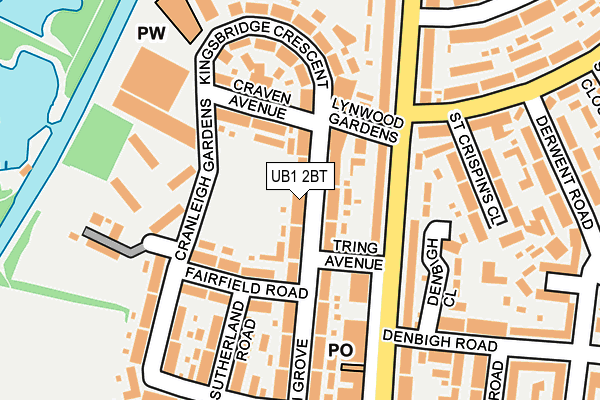 UB1 2BT map - OS OpenMap – Local (Ordnance Survey)
