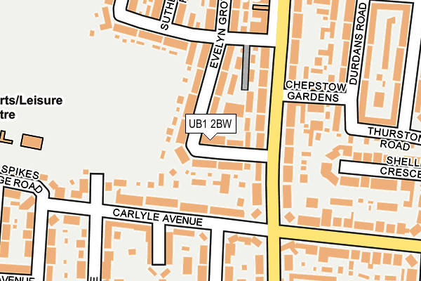 UB1 2BW map - OS OpenMap – Local (Ordnance Survey)