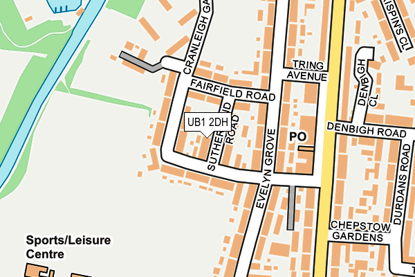 UB1 2DH map - OS OpenMap – Local (Ordnance Survey)