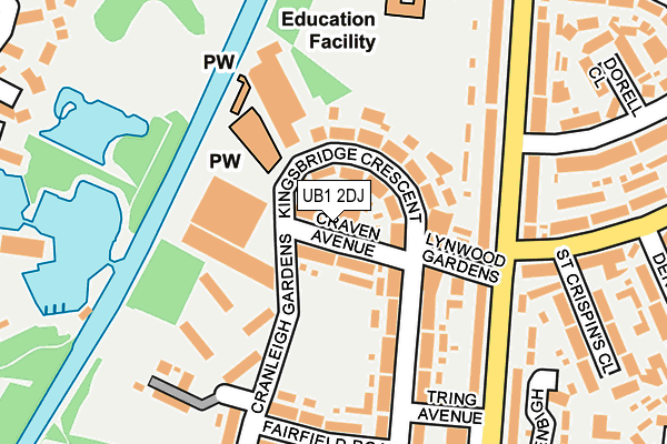 UB1 2DJ map - OS OpenMap – Local (Ordnance Survey)