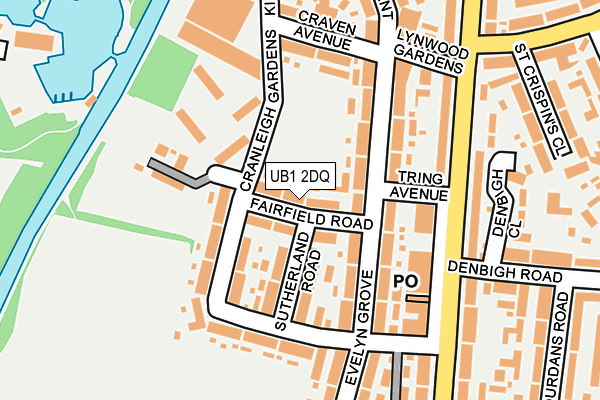 UB1 2DQ map - OS OpenMap – Local (Ordnance Survey)