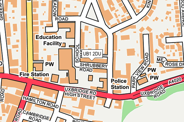 UB1 2DU map - OS OpenMap – Local (Ordnance Survey)