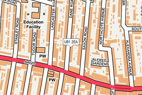 UB1 2EA map - OS OpenMap – Local (Ordnance Survey)