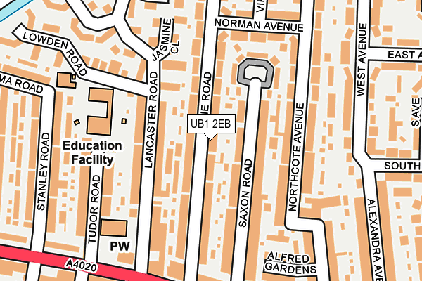 UB1 2EB map - OS OpenMap – Local (Ordnance Survey)