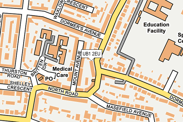 UB1 2EU map - OS OpenMap – Local (Ordnance Survey)