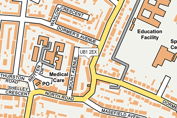 UB1 2EX map - OS OpenMap – Local (Ordnance Survey)