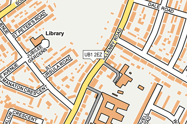 UB1 2EZ map - OS OpenMap – Local (Ordnance Survey)
