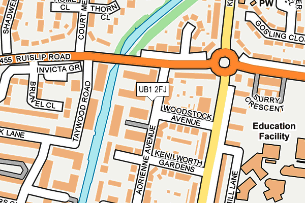 UB1 2FJ map - OS OpenMap – Local (Ordnance Survey)