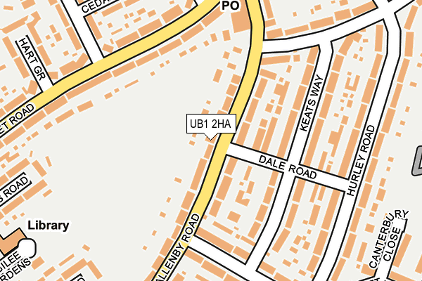 UB1 2HA map - OS OpenMap – Local (Ordnance Survey)