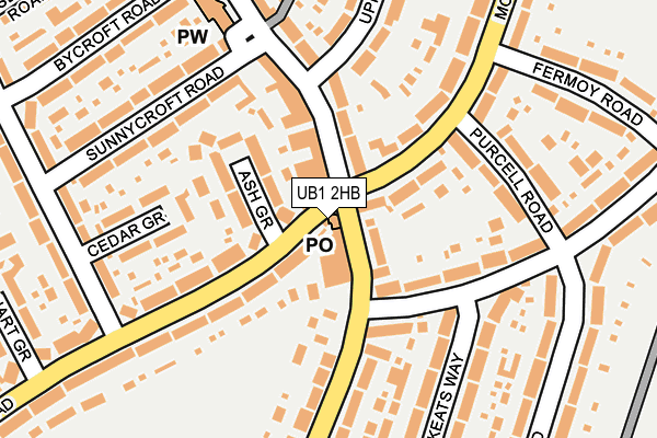 UB1 2HB map - OS OpenMap – Local (Ordnance Survey)