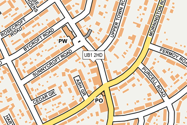 UB1 2HD map - OS OpenMap – Local (Ordnance Survey)