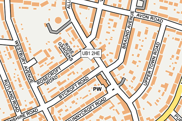UB1 2HE map - OS OpenMap – Local (Ordnance Survey)