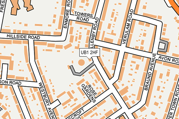 UB1 2HF map - OS OpenMap – Local (Ordnance Survey)