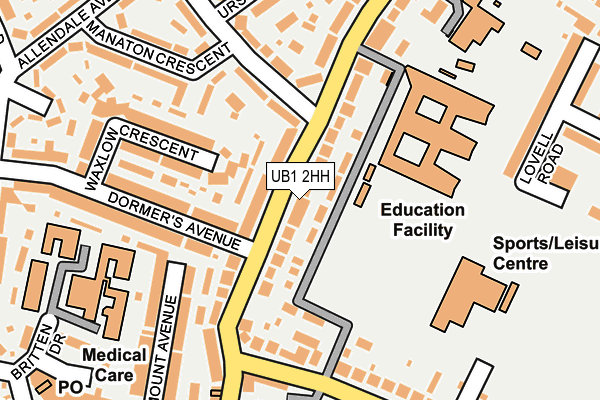 UB1 2HH map - OS OpenMap – Local (Ordnance Survey)