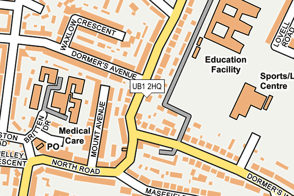 UB1 2HQ map - OS OpenMap – Local (Ordnance Survey)