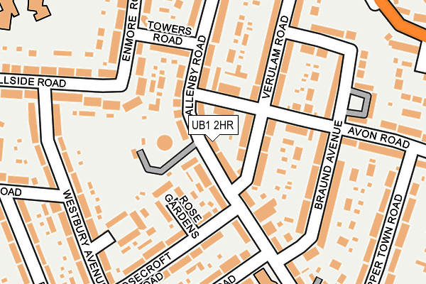 UB1 2HR map - OS OpenMap – Local (Ordnance Survey)