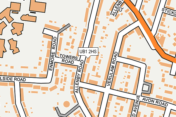 UB1 2HS map - OS OpenMap – Local (Ordnance Survey)
