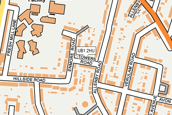 UB1 2HU map - OS OpenMap – Local (Ordnance Survey)