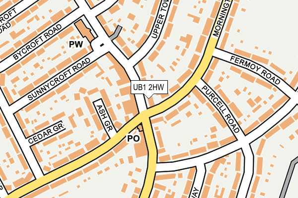 UB1 2HW map - OS OpenMap – Local (Ordnance Survey)