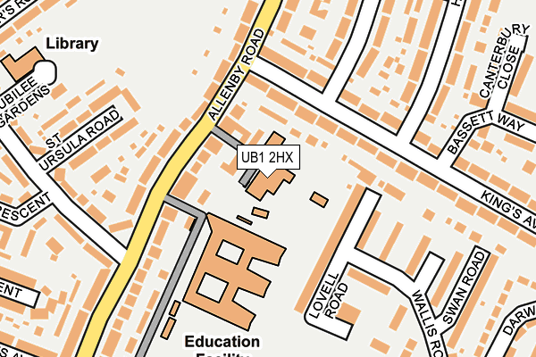 UB1 2HX map - OS OpenMap – Local (Ordnance Survey)