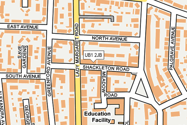 UB1 2JB map - OS OpenMap – Local (Ordnance Survey)