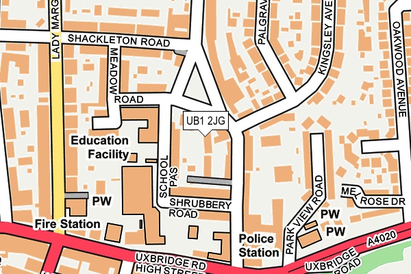 UB1 2JG map - OS OpenMap – Local (Ordnance Survey)
