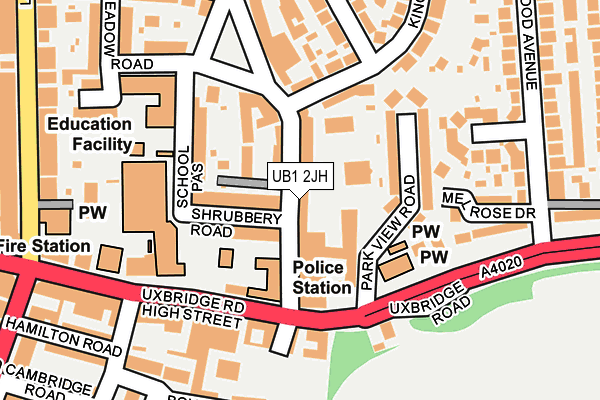 UB1 2JH map - OS OpenMap – Local (Ordnance Survey)