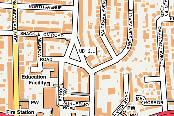 UB1 2JL map - OS OpenMap – Local (Ordnance Survey)