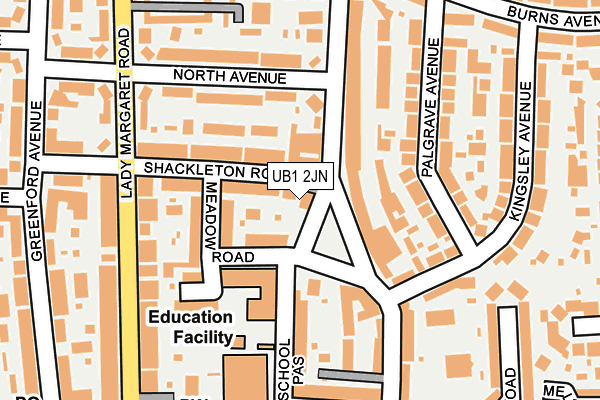 UB1 2JN map - OS OpenMap – Local (Ordnance Survey)