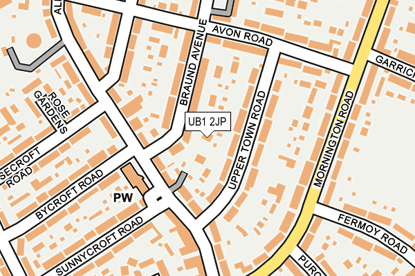 UB1 2JP map - OS OpenMap – Local (Ordnance Survey)