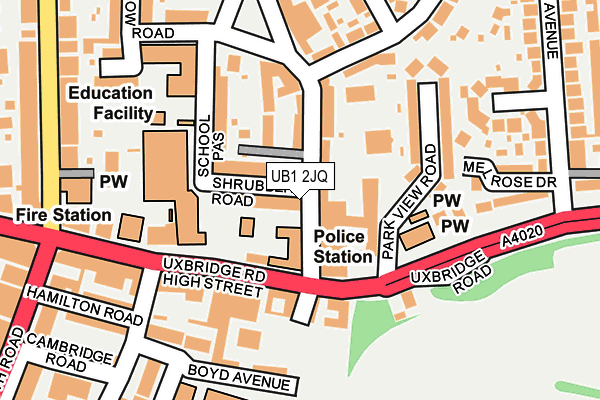 UB1 2JQ map - OS OpenMap – Local (Ordnance Survey)