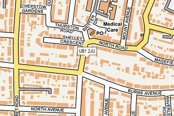 UB1 2JU map - OS OpenMap – Local (Ordnance Survey)