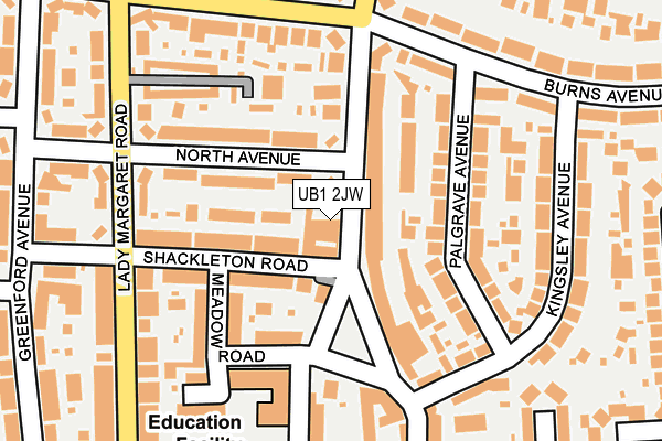 UB1 2JW map - OS OpenMap – Local (Ordnance Survey)