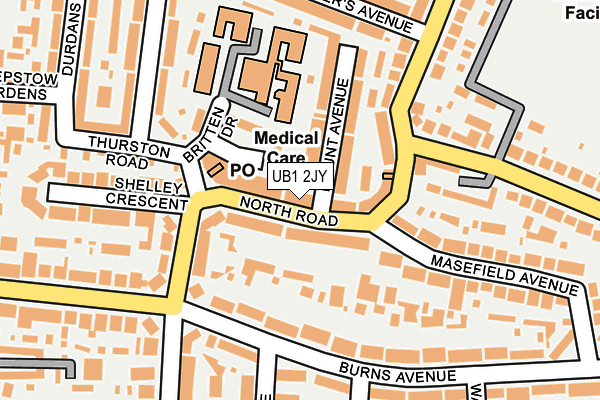 UB1 2JY map - OS OpenMap – Local (Ordnance Survey)
