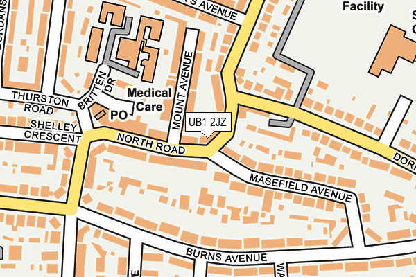 UB1 2JZ map - OS OpenMap – Local (Ordnance Survey)