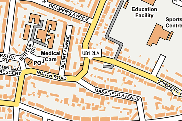 UB1 2LA map - OS OpenMap – Local (Ordnance Survey)