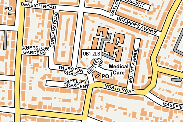UB1 2LB map - OS OpenMap – Local (Ordnance Survey)