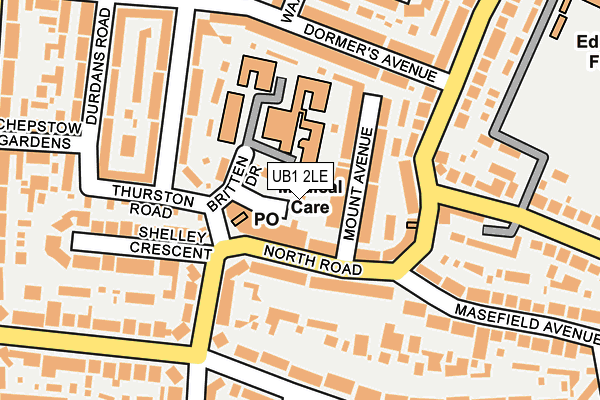 UB1 2LE map - OS OpenMap – Local (Ordnance Survey)