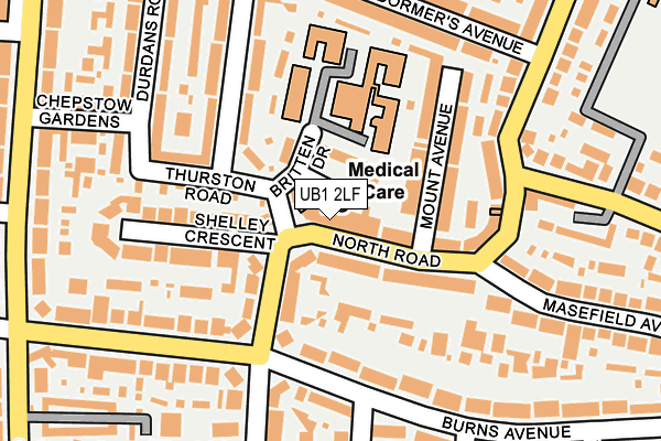 UB1 2LF map - OS OpenMap – Local (Ordnance Survey)