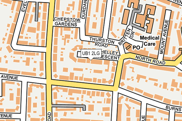 UB1 2LG map - OS OpenMap – Local (Ordnance Survey)
