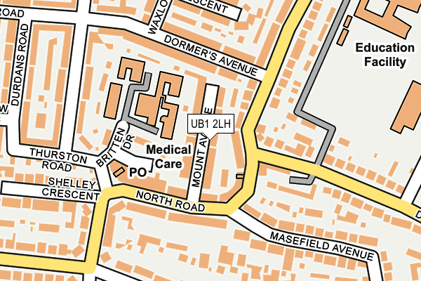UB1 2LH map - OS OpenMap – Local (Ordnance Survey)