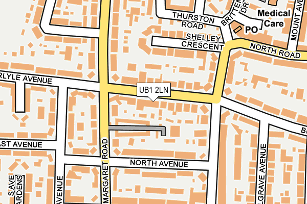 UB1 2LN map - OS OpenMap – Local (Ordnance Survey)