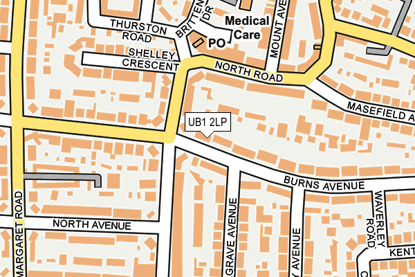 UB1 2LP map - OS OpenMap – Local (Ordnance Survey)
