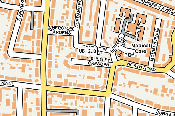 UB1 2LQ map - OS OpenMap – Local (Ordnance Survey)