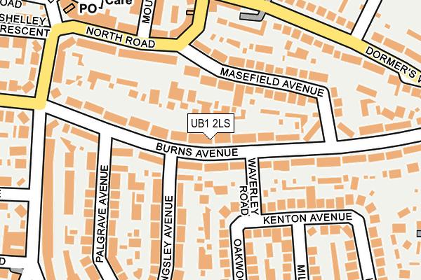 UB1 2LS map - OS OpenMap – Local (Ordnance Survey)
