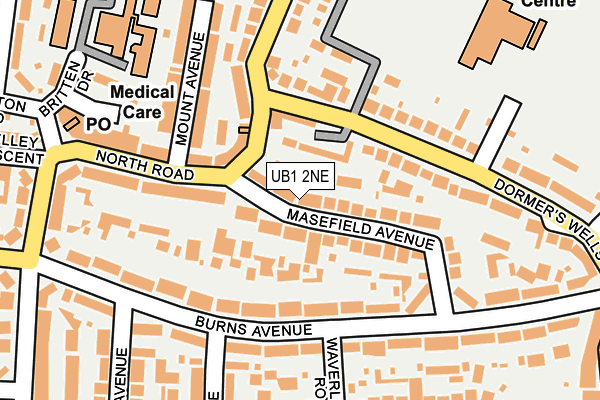 UB1 2NE map - OS OpenMap – Local (Ordnance Survey)